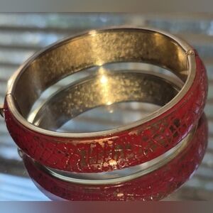 Vintage Red and Gold Bangle Bracelet